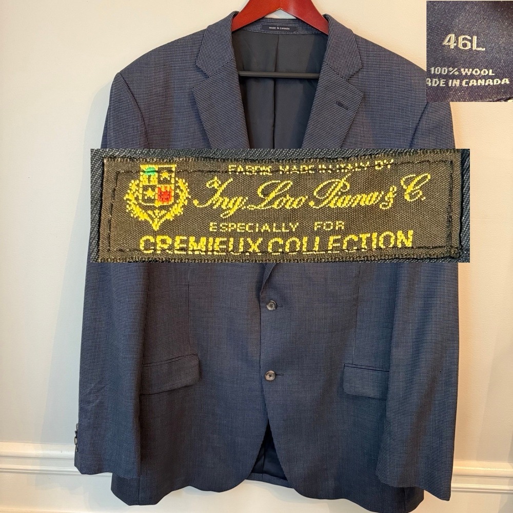Loro Piana Mens 46L 100% Wool Blazer Made in Italy Blue Quiet Luxury Designer